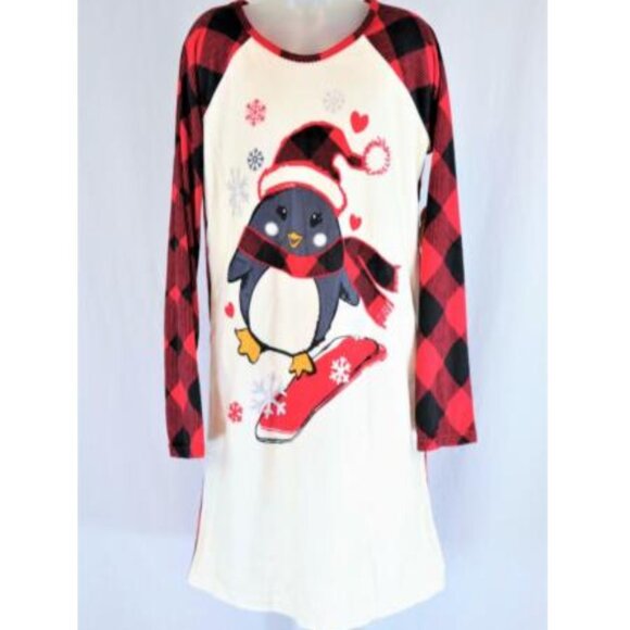 ✨✨Wonder Nation Penguin on Skis with Heart Girls PJs Large - Picture 5 of 6